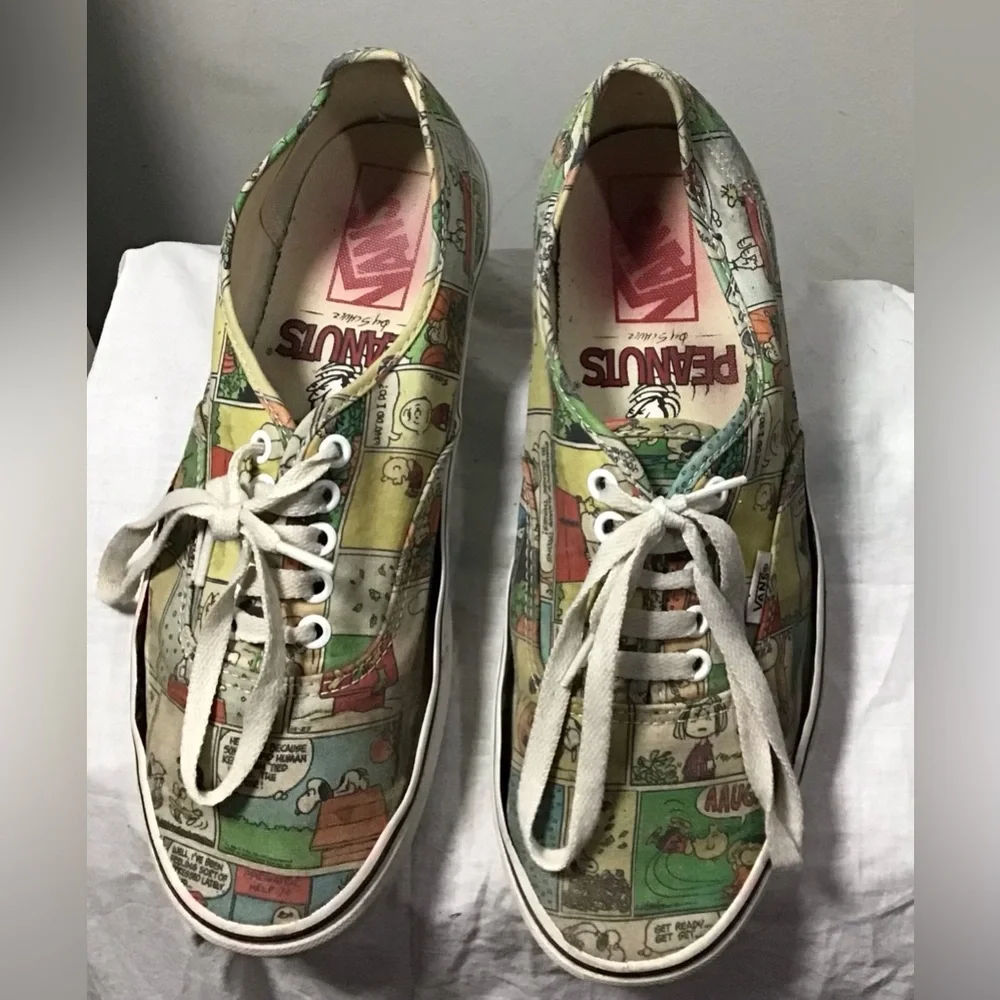 Vans x Peanuts Multicolor Canvas Sneakers Sz 9 Mn 10.5 Wm
